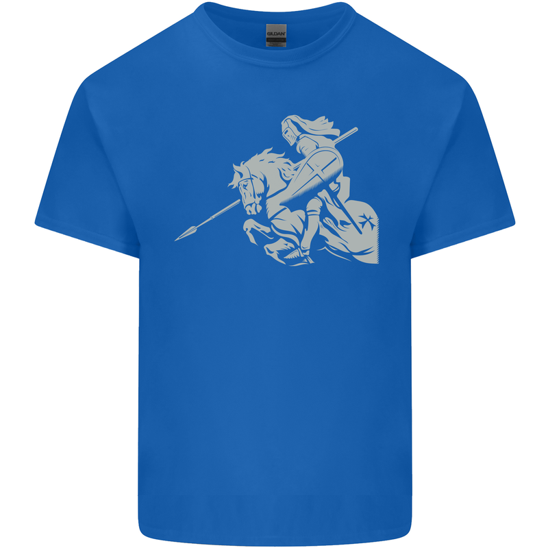 St George On a Horse St. George's Day Mens Cotton T-Shirt Tee Top Royal Blue