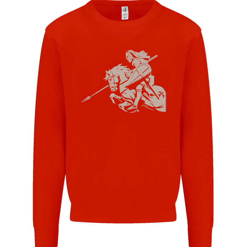 St George On a Horse St. George's Day Mens Sweatshirt Jumper Bright Red
