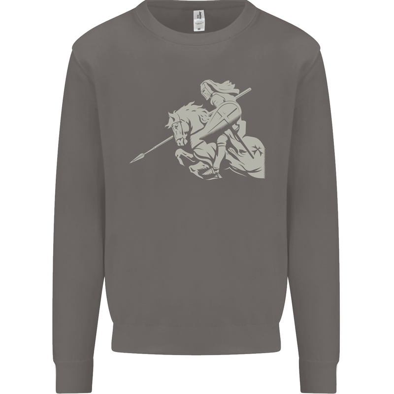 St George On a Horse St. George's Day Mens Sweatshirt Jumper Charcoal