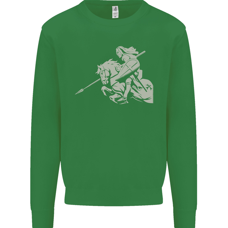 St George On a Horse St. George's Day Mens Sweatshirt Jumper Irish Green