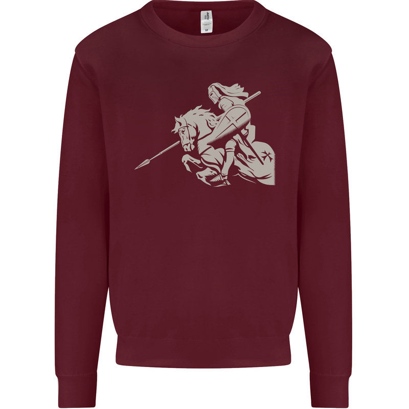 St George On a Horse St. George's Day Mens Sweatshirt Jumper Maroon