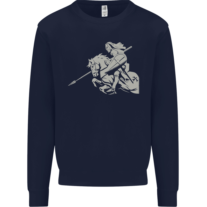 St George On a Horse St. George's Day Mens Sweatshirt Jumper Navy Blue