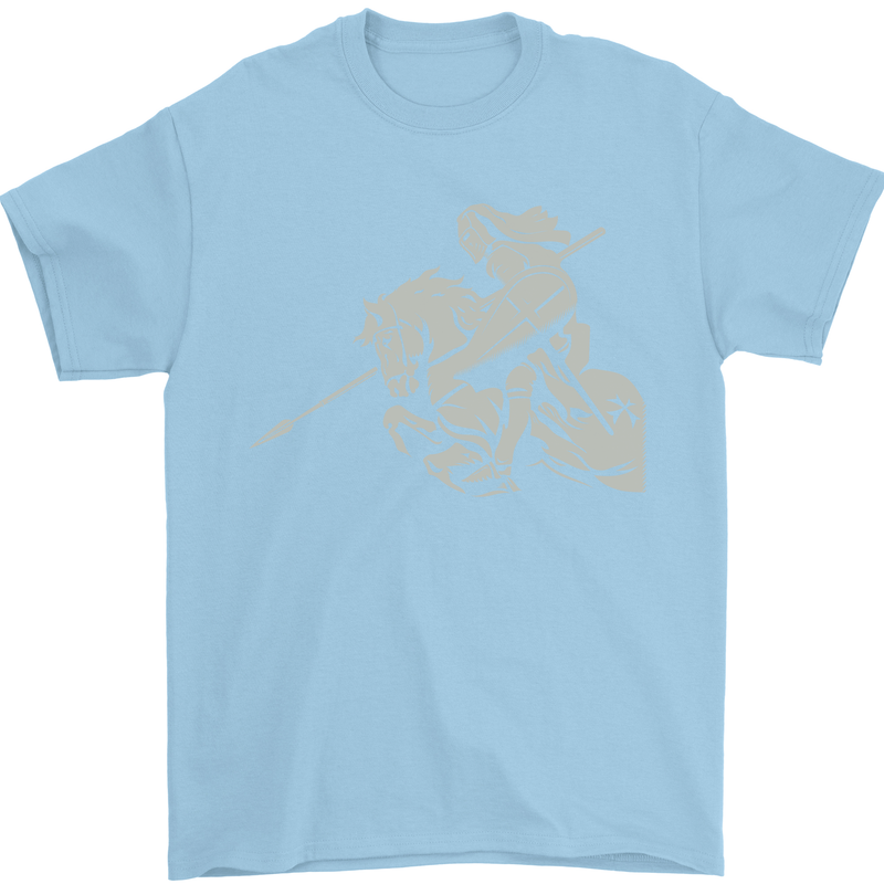 St George On a Horse St. George's Day Mens T-Shirt Cotton Gildan Light Blue
