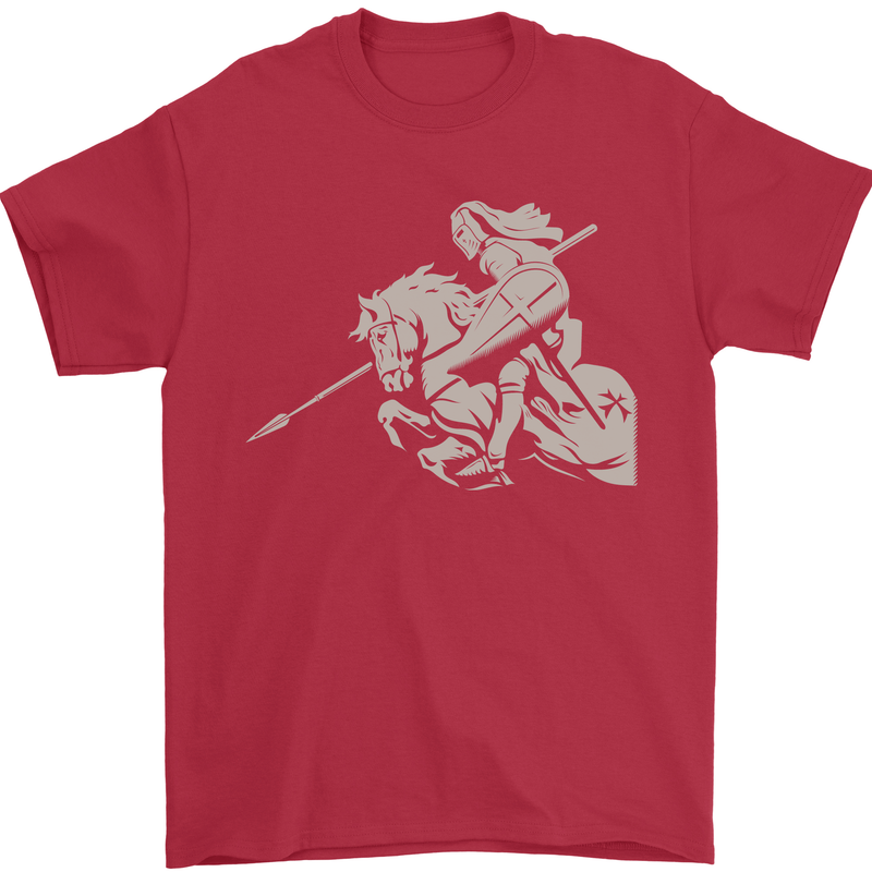 St George On a Horse St. George's Day Mens T-Shirt Cotton Gildan Red