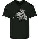 St George On a Horse St. George's Day Mens V-Neck Cotton T-Shirt Black