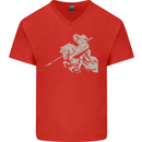 St George On a Horse St. George's Day Mens V-Neck Cotton T-Shirt Red
