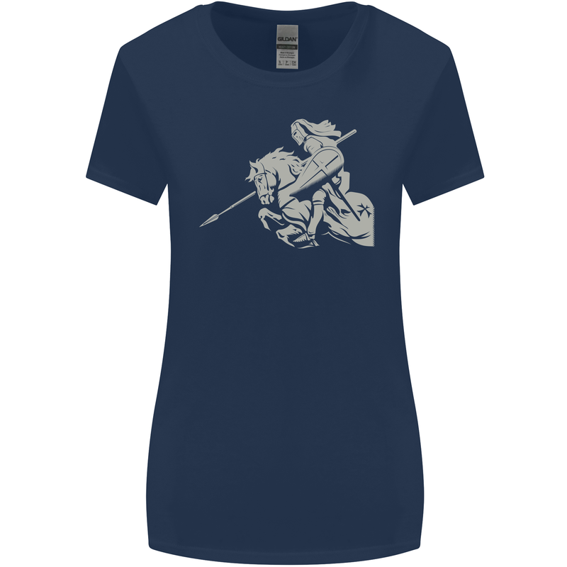 St George On a Horse St. George's Day Womens Wider Cut T-Shirt Navy Blue
