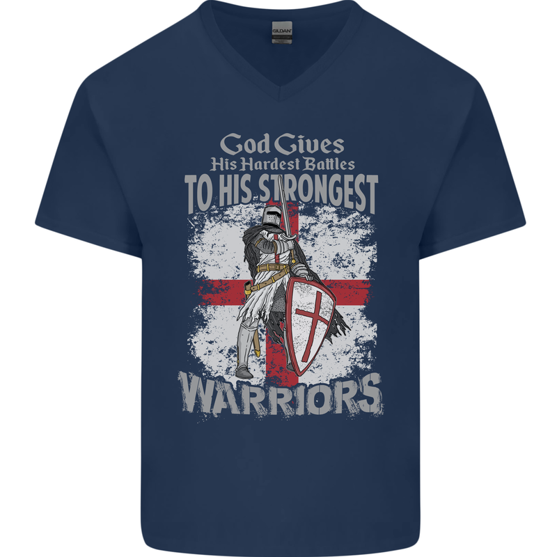 St George Warriors Mens V-Neck Cotton T-Shirt Navy Blue