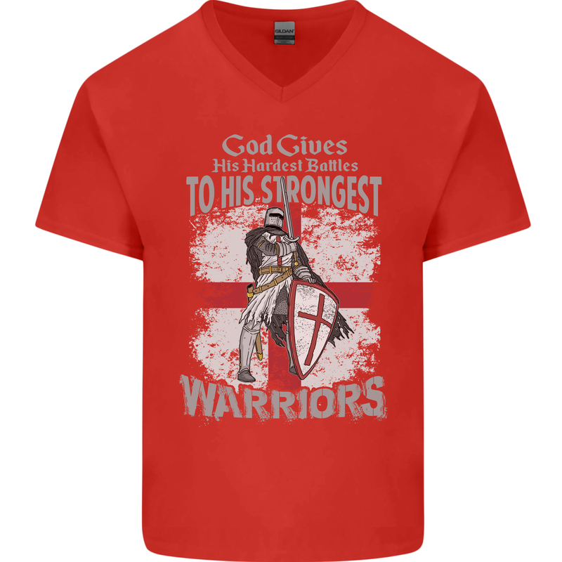 St George Warriors Mens V-Neck Cotton T-Shirt Red