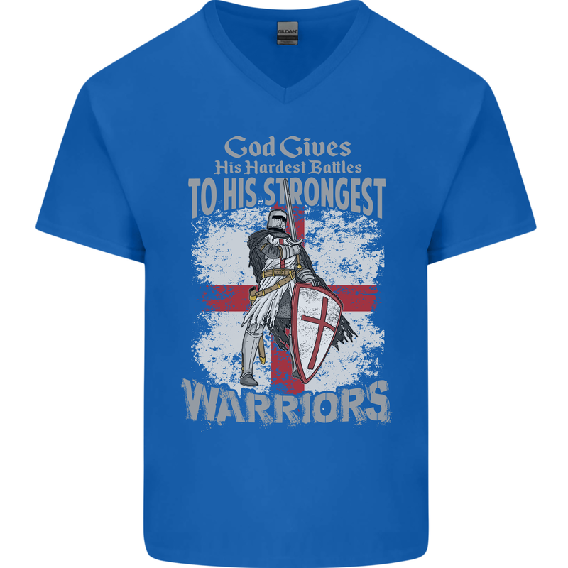 St George Warriors Mens V-Neck Cotton T-Shirt Royal Blue