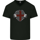 St Georges Day England Flag Fancy Dress Mens V-Neck Cotton T-Shirt Black
