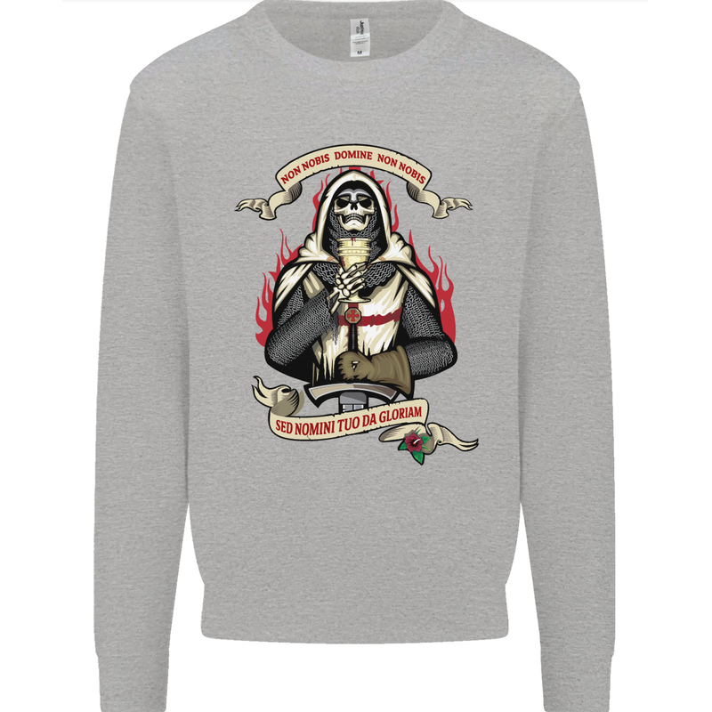 St Georges Day England Flag Knights Templar Kids Sweatshirt Jumper Sports Grey
