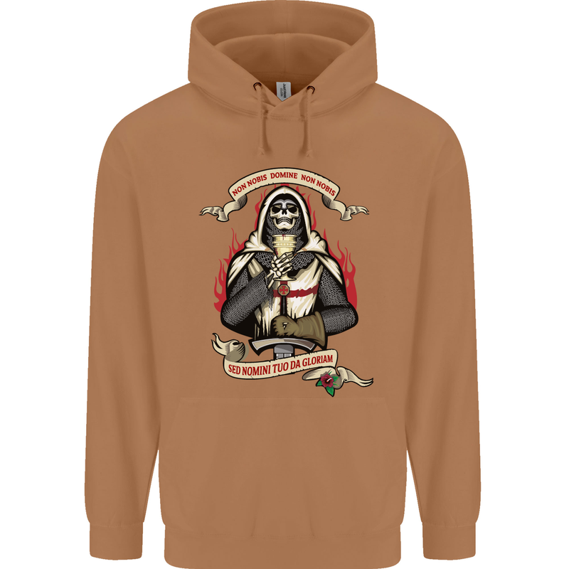St Georges Day England Flag Knights Templar Mens 80% Cotton Hoodie Caramel Latte