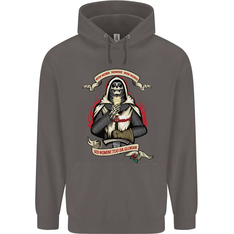 St Georges Day England Flag Knights Templar Mens 80% Cotton Hoodie Charcoal