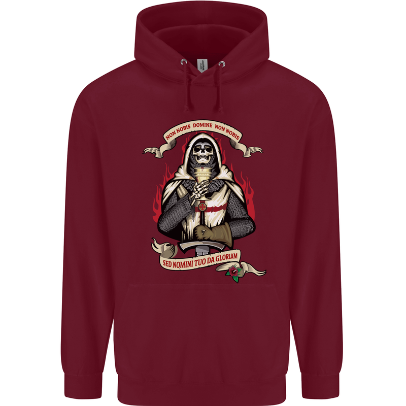 St Georges Day England Flag Knights Templar Mens 80% Cotton Hoodie Maroon