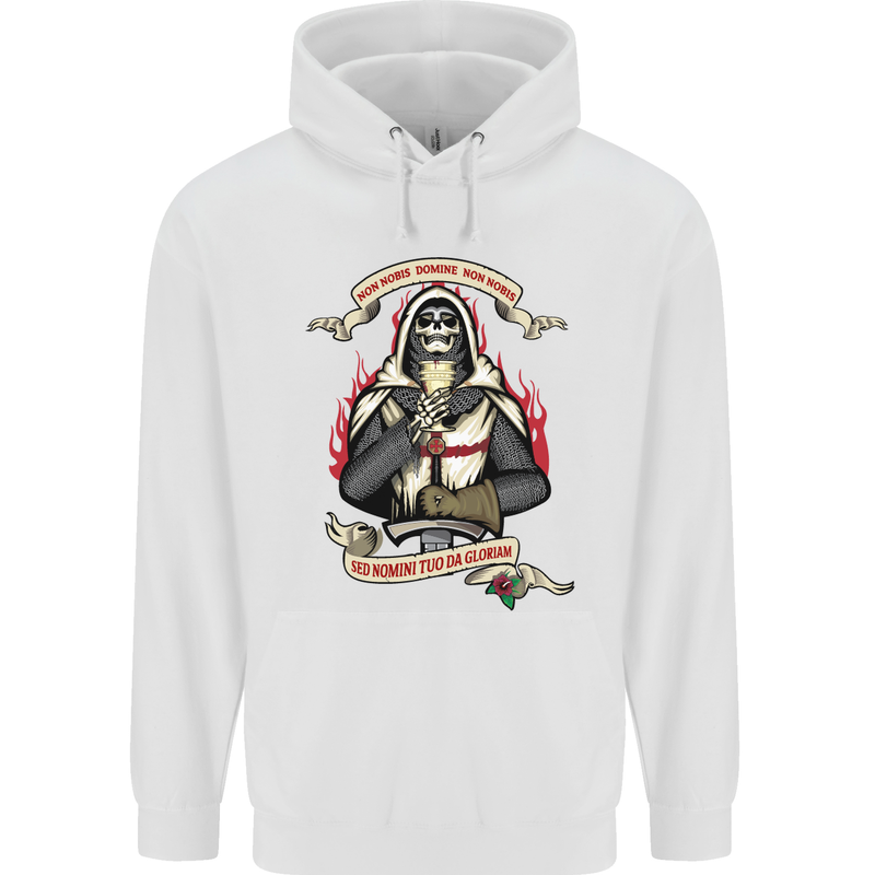 St Georges Day England Flag Knights Templar Mens 80% Cotton Hoodie White