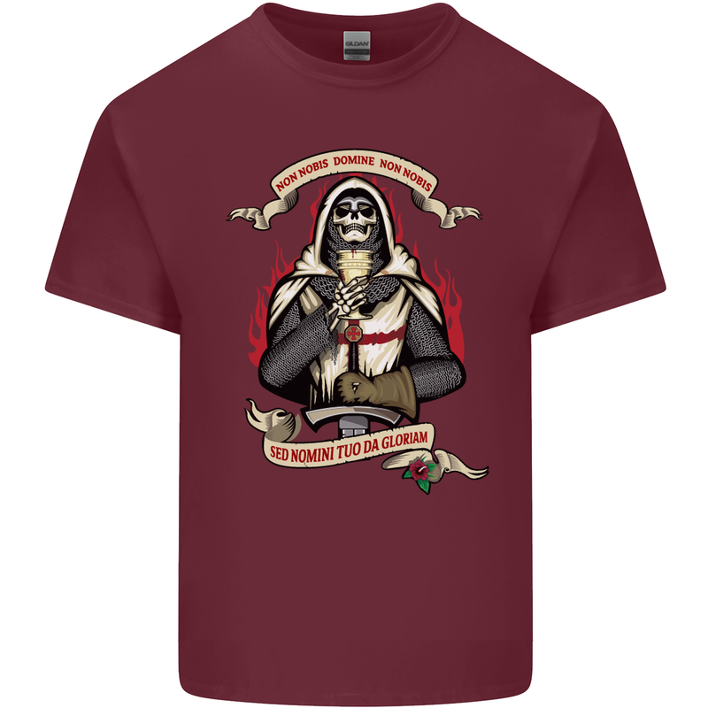 St Georges Day England Flag Knights Templar Mens Cotton T-Shirt Tee Top Maroon