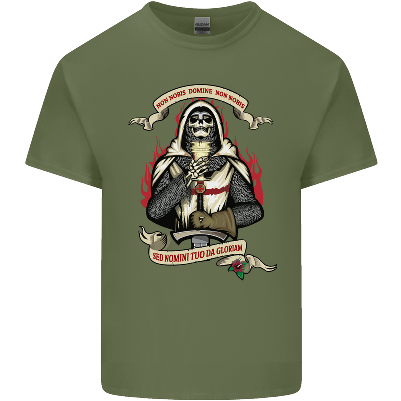 St Georges Day England Flag Knights Templar Mens Cotton T-Shirt Tee Top Military Green
