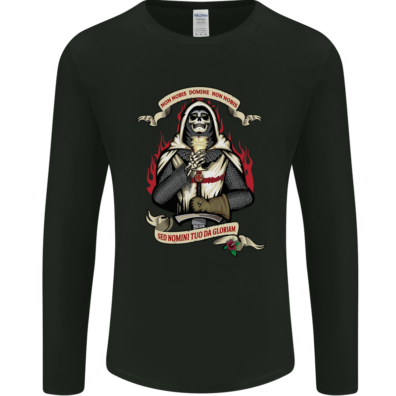 St Georges Day England Flag Knights Templar Mens Long Sleeve T-Shirt Black