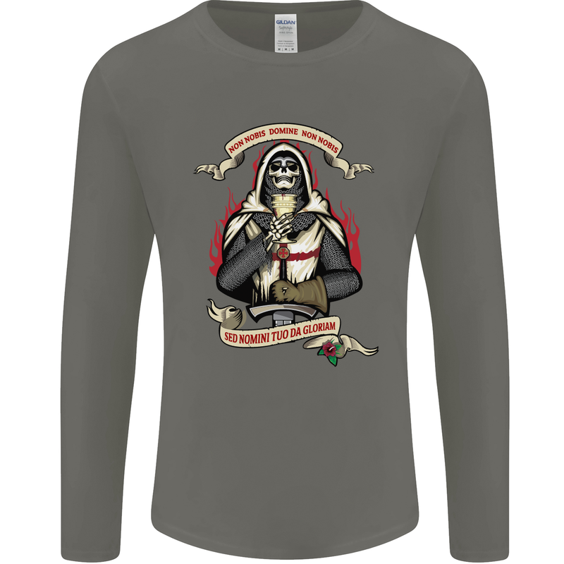 St Georges Day England Flag Knights Templar Mens Long Sleeve T-Shirt Charcoal