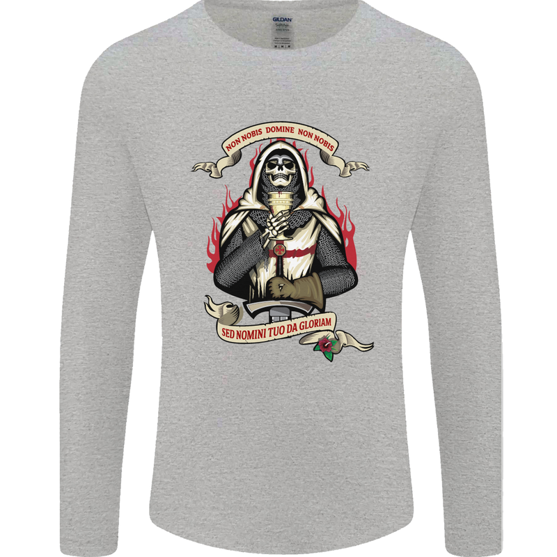 St Georges Day England Flag Knights Templar Mens Long Sleeve T-Shirt Sports Grey