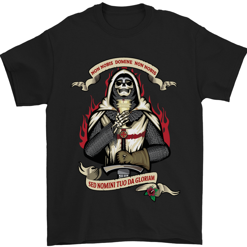 St Georges Day England Flag Knights Templar Mens T-Shirt Cotton Gildan Black