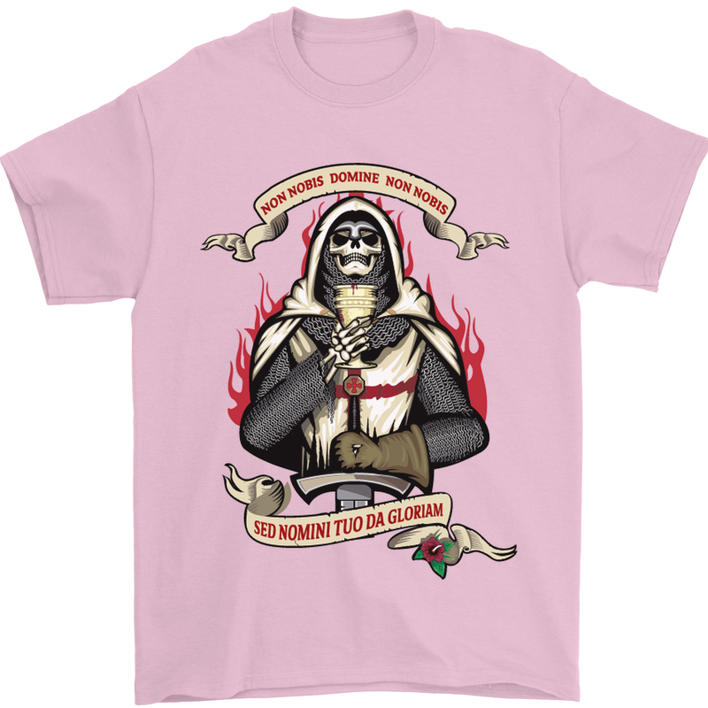 St Georges Day England Flag Knights Templar Mens T-Shirt Cotton Gildan Light Pink