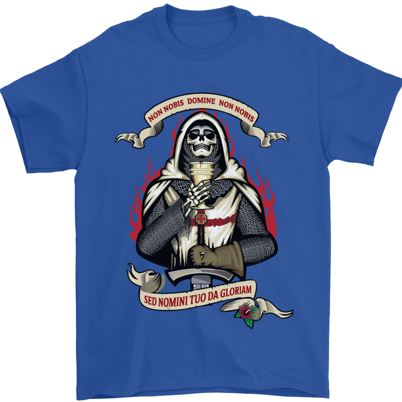 St Georges Day England Flag Knights Templar Mens T-Shirt Cotton Gildan Royal Blue