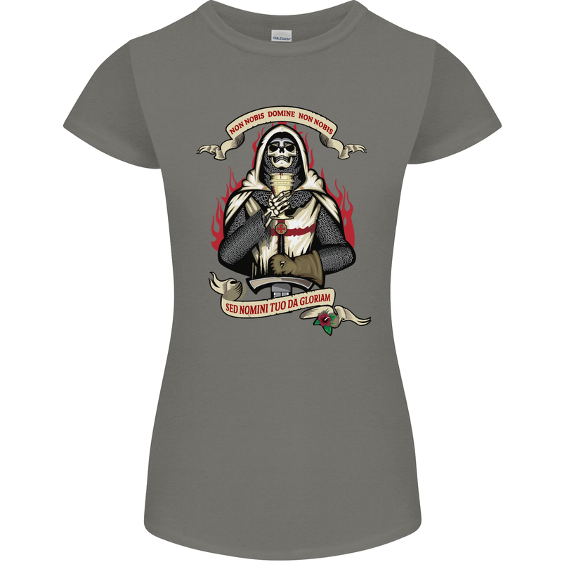 St Georges Day England Flag Knights Templar Womens Petite Cut T-Shirt Charcoal