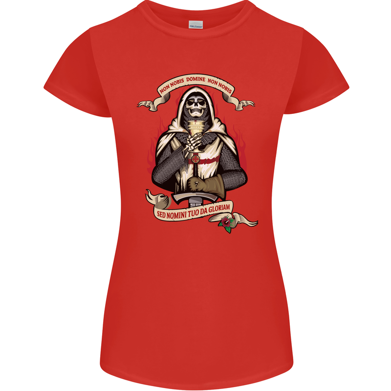 St Georges Day England Flag Knights Templar Womens Petite Cut T-Shirt Red