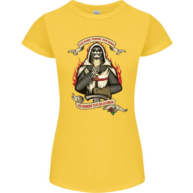 St Georges Day England Flag Knights Templar Womens Petite Cut T-Shirt Yellow