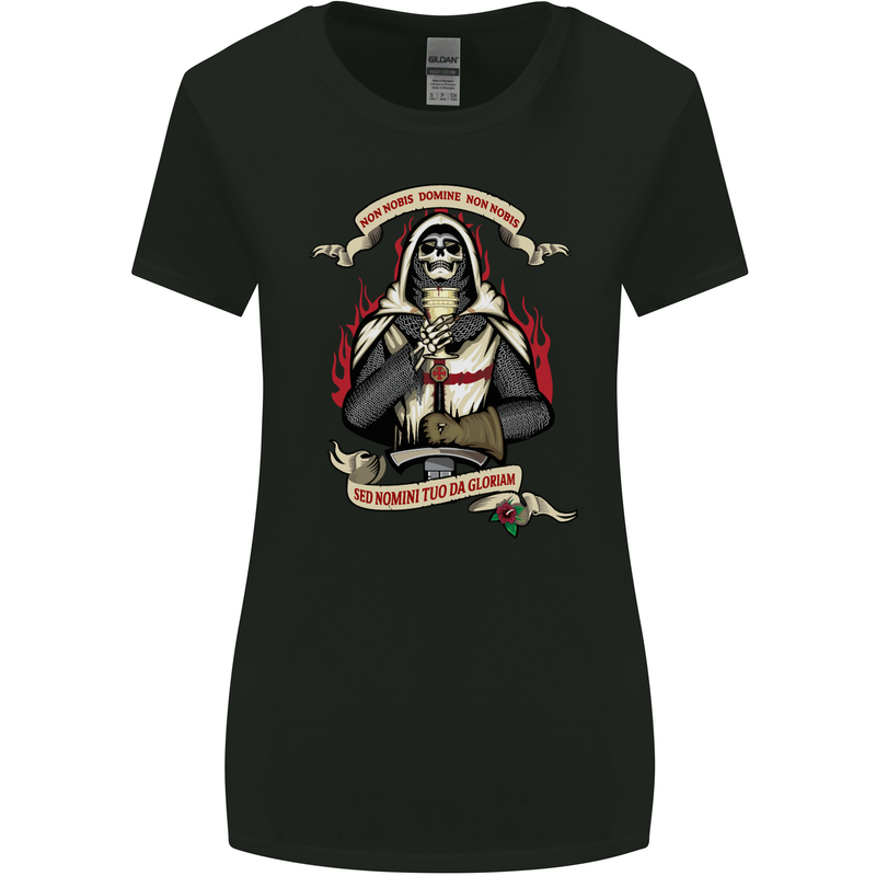 St Georges Day England Flag Knights Templar Womens Wider Cut T-Shirt Black
