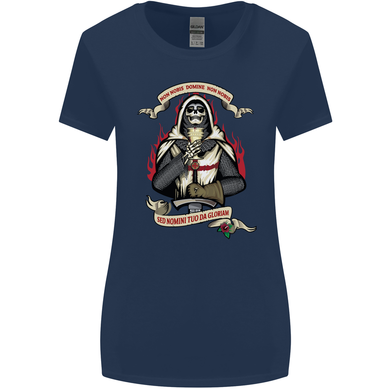 St Georges Day England Flag Knights Templar Womens Wider Cut T-Shirt Navy Blue