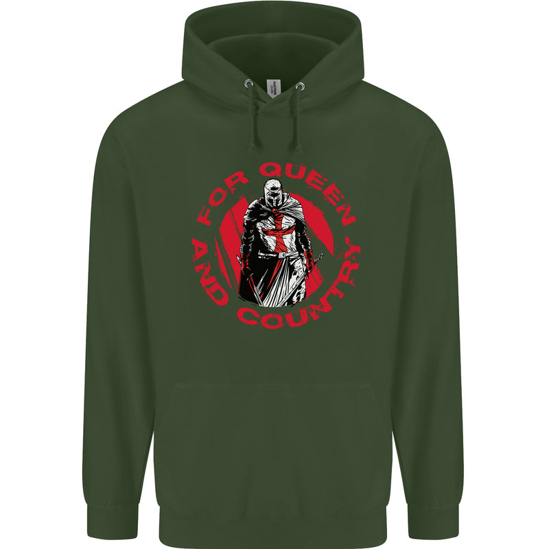 St Georges Day For Queen & Country England Childrens Kids Hoodie Forest Green