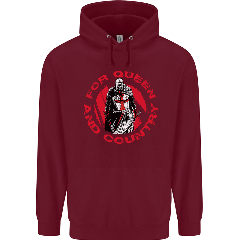 St Georges Day For Queen & Country England Childrens Kids Hoodie Maroon