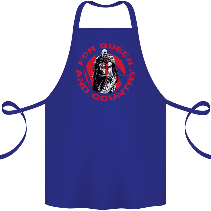 St Georges Day For Queen & Country England Cotton Apron 100% Organic Royal Blue