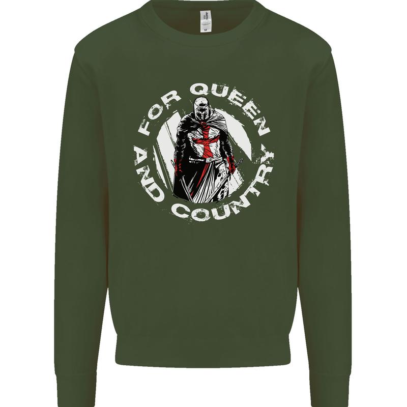 St Georges Day For Queen & Country England Kids Sweatshirt Jumper Forest Green