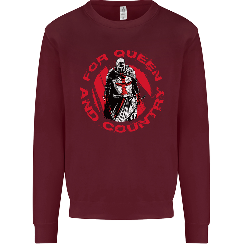 St Georges Day For Queen & Country England Kids Sweatshirt Jumper Maroon
