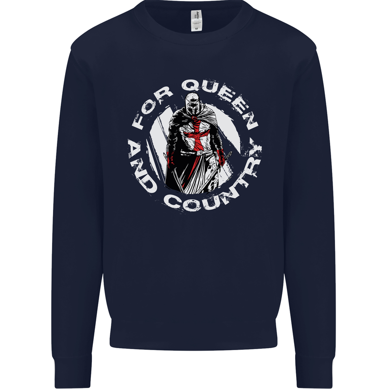 St Georges Day For Queen & Country England Kids Sweatshirt Jumper Navy Blue