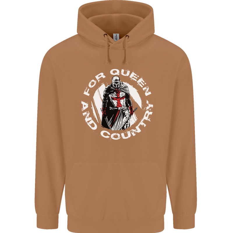 St Georges Day For Queen & Country England Mens 80% Cotton Hoodie Caramel Latte