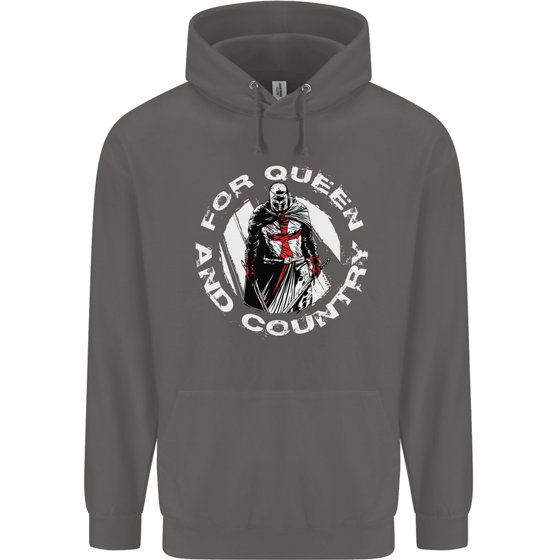 St Georges Day For Queen & Country England Mens 80% Cotton Hoodie Charcoal