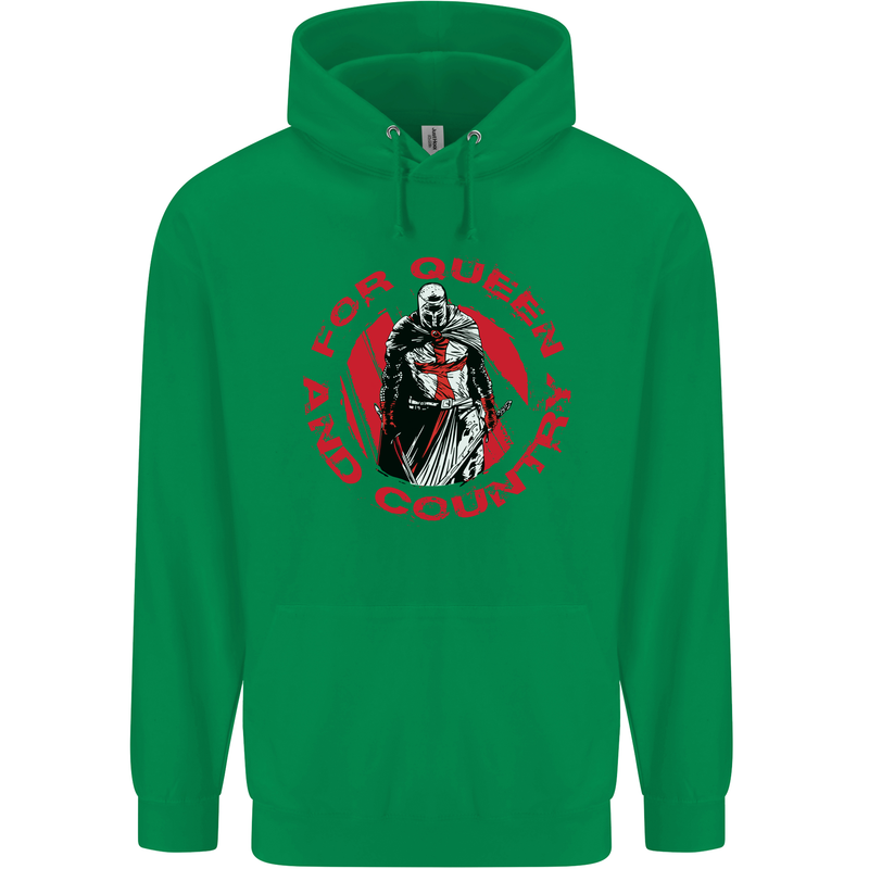 St Georges Day For Queen & Country England Mens 80% Cotton Hoodie Irish Green