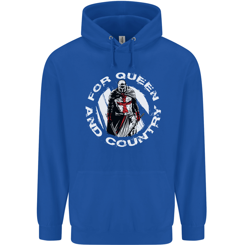 St Georges Day For Queen & Country England Mens 80% Cotton Hoodie Royal Blue