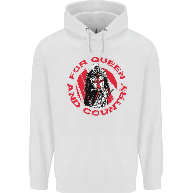 St Georges Day For Queen & Country England Mens 80% Cotton Hoodie White