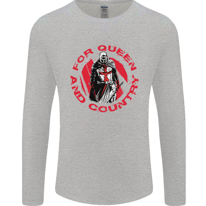St Georges Day For Queen & Country England Mens Long Sleeve T-Shirt Sports Grey