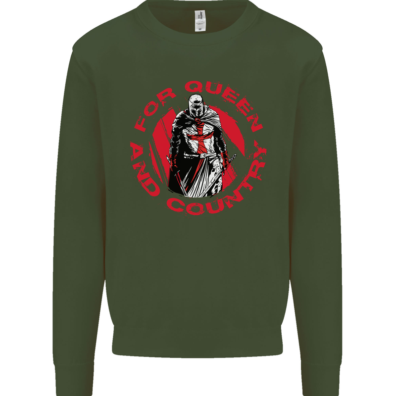 St Georges Day For Queen & Country England Mens Sweatshirt Jumper Forest Green
