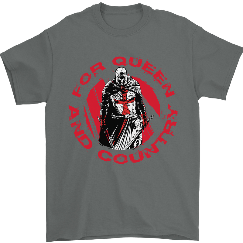 St Georges Day For Queen & Country England Mens T-Shirt Cotton Gildan Charcoal