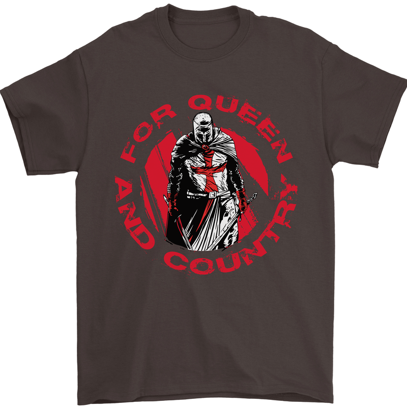 St Georges Day For Queen & Country England Mens T-Shirt Cotton Gildan Dark Chocolate