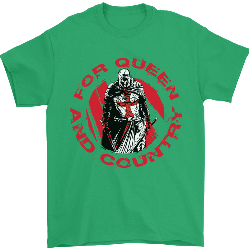 St Georges Day For Queen & Country England Mens T-Shirt Cotton Gildan Irish Green