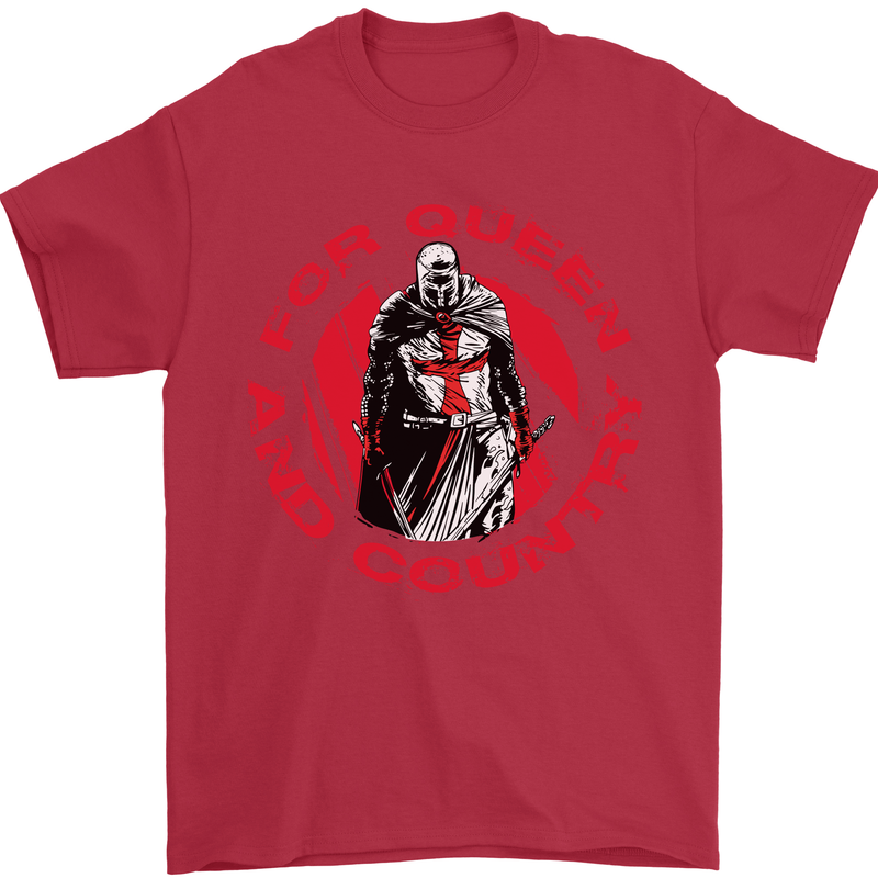 St Georges Day For Queen & Country England Mens T-Shirt Cotton Gildan Red